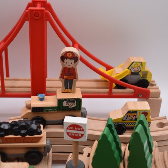 Lot of over 60 Tracks Curves Ramps Straights Ascending Wooden Railway Trains - Picture 3 of 12